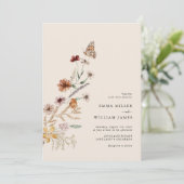 Boho Wilde Bloemen Bruiloft Kaart (Staand voorkant)