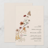 Boho Wilde Bloemen Bruiloft Kaart (Voorkant / Achterkant)