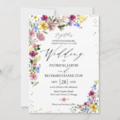 Boho Wilde Bloemen Bruiloft Kaart (Voorkant)