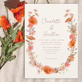 Boho Wilde Bloemen Bruiloft Kaart