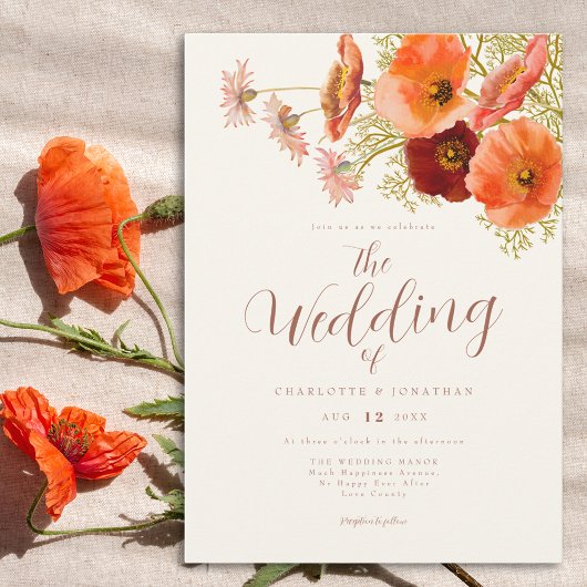 Boho Wilde Bloemen Bruiloft Kaart