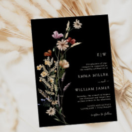 Boho Wilde Bloemen Bruiloft Kaart