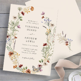 Boho Wilde Bloemen Bruiloft Kaart