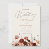 Boho Wilde Bloemen Bruiloft Kaart (Voorkant)