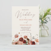 Boho Wilde Bloemen Bruiloft Kaart (Staand voorkant)