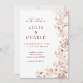 Boho wilde bloemen bruiloft kaart (Voorkant)