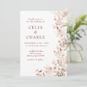 Boho wilde bloemen bruiloft kaart (Staand voorkant)