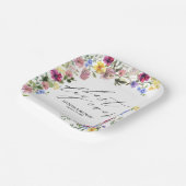 Boho Wilde Bloemen Bruiloft Papieren Bordje (Gebogen)