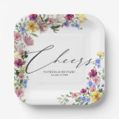 Boho Wilde Bloemen Bruiloft Papieren Bordje (Voorkant)