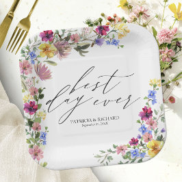 Boho Wilde Bloemen Bruiloft Papieren Bordje