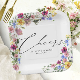 Boho Wilde Bloemen Bruiloft Papieren Bordje