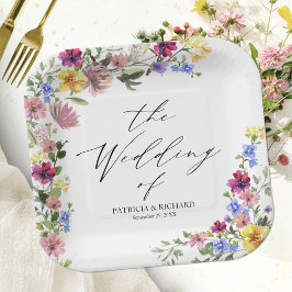 Boho Wilde Bloemen Bruiloft Papieren Bordje