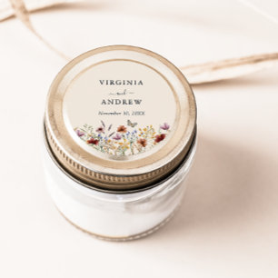 Boho Wilde Bloemen Bruiloft Ronde Sticker