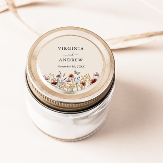 Boho Wilde Bloemen Bruiloft Ronde Sticker