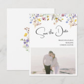 Boho Wilde Bloemen Bruiloft Save The Date (Voorkant / Achterkant)
