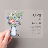 Boho Wilde Bloemen Bruiloft Save the Date Acryl Uitnodigingen (Insitu (Draagbaar))