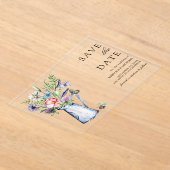 Boho Wilde Bloemen Bruiloft Save the Date Acryl Uitnodigingen (Laagn)