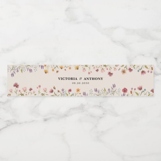 Boho Wilde Bloemen Bruiloft Waterfles Labels Etiket (Enkel label)