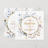 Boho wilde bloemen Cirkel Doop Kaart (Voorkant / Achterkant)