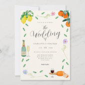 Boho Wilde Bloemen Citrus Zomer Bruiloft Kaart (Voorkant)