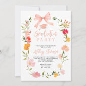 Boho Wilde Bloemen Coquette Strik foto afstuderen Kaart (Voorkant)