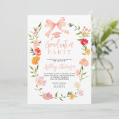 Boho Wilde Bloemen Coquette Strik foto afstuderen Kaart (Staand voorkant)