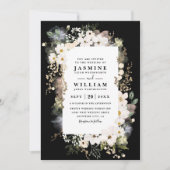 Boho Wilde Bloemen Elegante Moderne QR Code Trouwe Kaart (Voorkant)