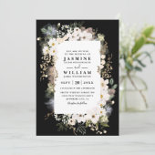 Boho Wilde Bloemen Elegante Moderne QR Code Trouwe Kaart (Staand voorkant)