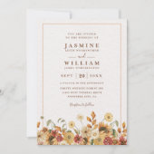 Boho wilde bloemen Elegante Moderne QR Code Trouwe Kaart (Voorkant)
