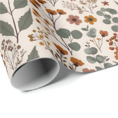 Boho wilde bloemen en Eucalyptus patroon Cadeaupapier (Rol Hoek)