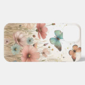 Boho Wilde Bloemen en Vlinders iPhone Case Hoesje (Achterkant horizontaal)