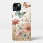 Boho Wilde Bloemen en Vlinders iPhone Case iPhone Hoesje (Achterkant)