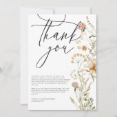 Boho Wilde Bloemen Foto Bruidsdouche Bedankkaart (Voorkant)