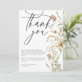 Boho Wilde Bloemen Foto Bruidsdouche Bedankkaart (Staand voorkant)