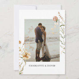 Boho Wilde Bloemen Foto Bruidsdouche Bedankkaart
