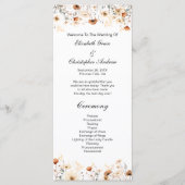 Boho Wilde Bloemen Geel Beige Trouwprogramma Menu (Voorkant)
