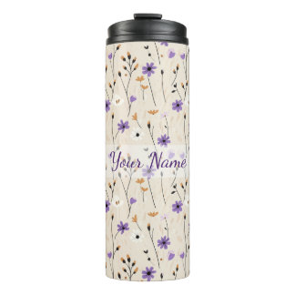 Boho Wilde Bloemen Gepersonaliseerde Bloem Thermosbeker