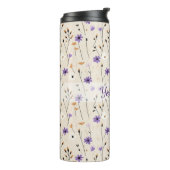 Boho Wilde Bloemen Gepersonaliseerde Bloem Thermosbeker (Gedraaid links)