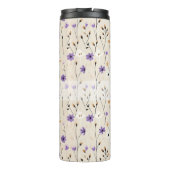 Boho Wilde Bloemen Gepersonaliseerde Bloem Thermosbeker (Achterkant)