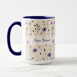 Boho Wilde Bloemen Gepersonaliseerde Bloemen Mok