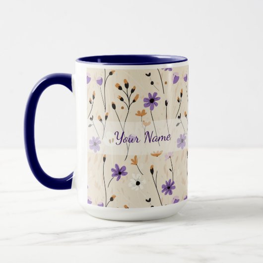Boho Wilde Bloemen Gepersonaliseerde Bloemen Mok (Links)