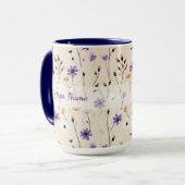 Boho Wilde Bloemen Gepersonaliseerde Bloemen Mok (Voorkant links)