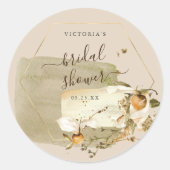 Boho Wilde Bloemen Herfst Bruidsdouche Bedankt Ronde Sticker (Voorkant)