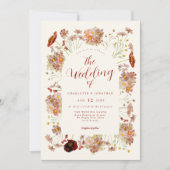 Boho Wilde Bloemen Herfst Bruiloft Kaart (Voorkant)