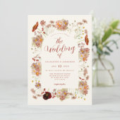 Boho Wilde Bloemen Herfst Bruiloft Kaart (Staand voorkant)