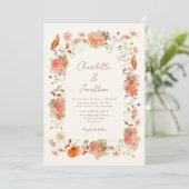 Boho Wilde Bloemen Herfst Bruiloft Kaart (Staand voorkant)