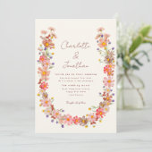 Boho Wilde Bloemen Herfst Bruiloft Kaart (Staand voorkant)