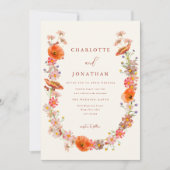 Boho Wilde Bloemen Herfst Bruiloft Kaart (Voorkant)