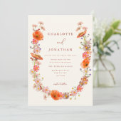 Boho Wilde Bloemen Herfst Bruiloft Kaart (Staand voorkant)