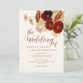 Boho Wilde Bloemen Herfst Bruiloft Kaart (Staand voorkant)